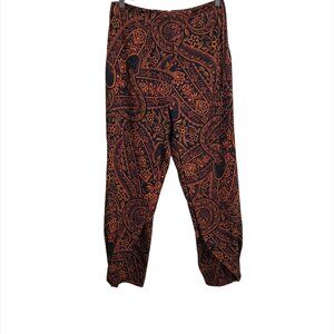 Farm Rio Womens Wrap Slit Side Pants Small Camouflage Snake Tencel Button at Hem